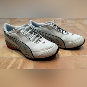 Puma Men's Tazon White, Silver, Black, & Red Performance Sneakers Shoes